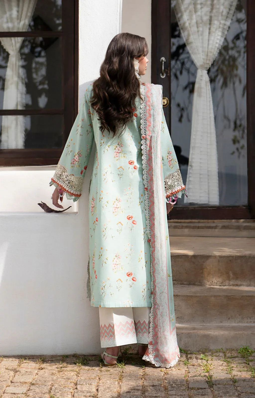AJR Couture | Printakari Lawn 25 | Aqua - Aqsa Fabrics