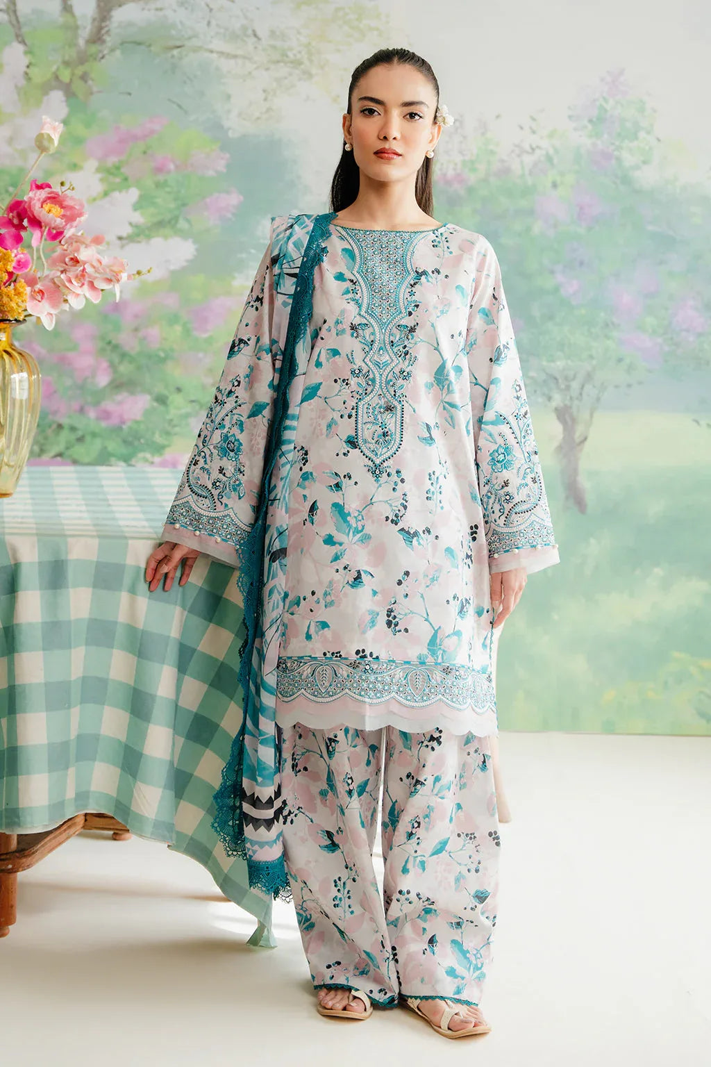 Afrozeh | The Floral Charm | Cashmere - Aqsa Fabrics