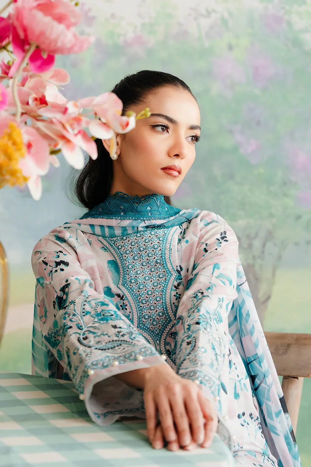Afrozeh | The Floral Charm | Cashmere - Aqsa Fabrics