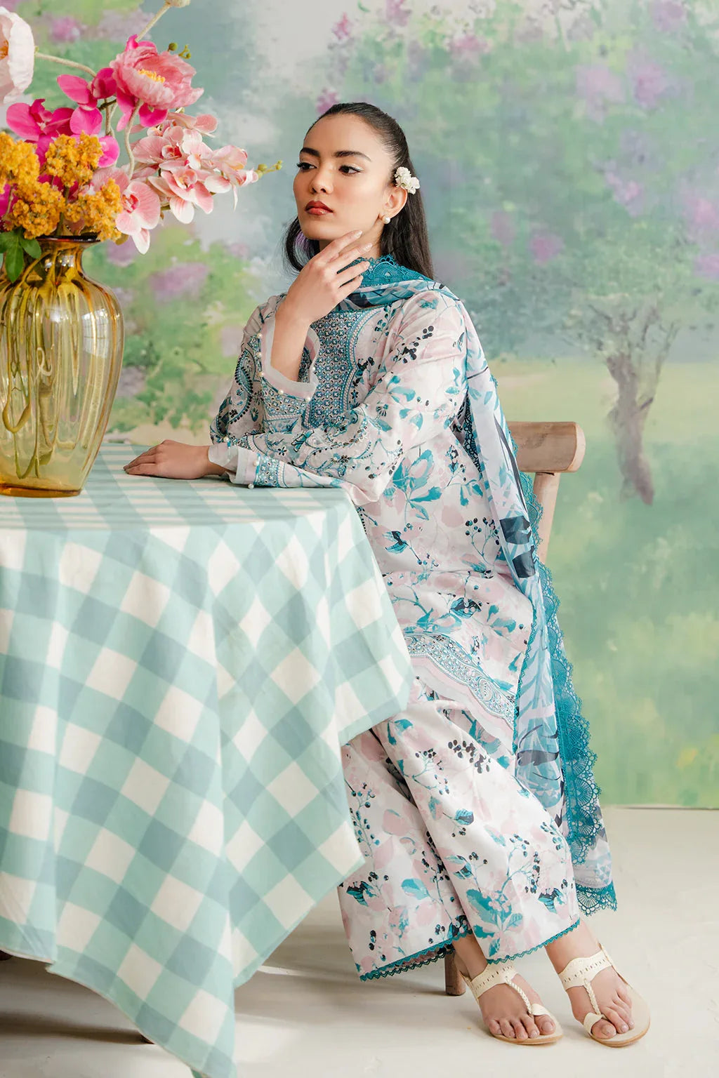 Afrozeh | The Floral Charm | Cashmere - Aqsa Fabrics