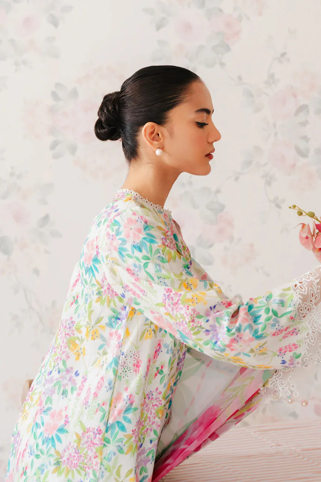Afrozeh | The Floral Charm | Vanilla - Aqsa Fabrics