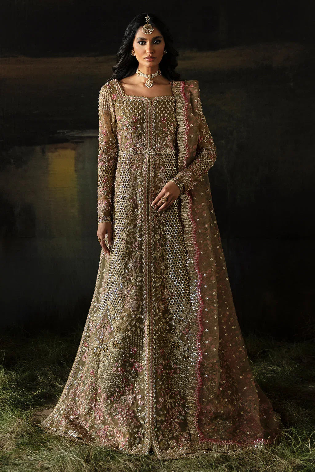 Hayat by Afrozeh Embroidered Organza 3Pc Suit AFH-24-01 SUHANA - Aqsa Fabrics