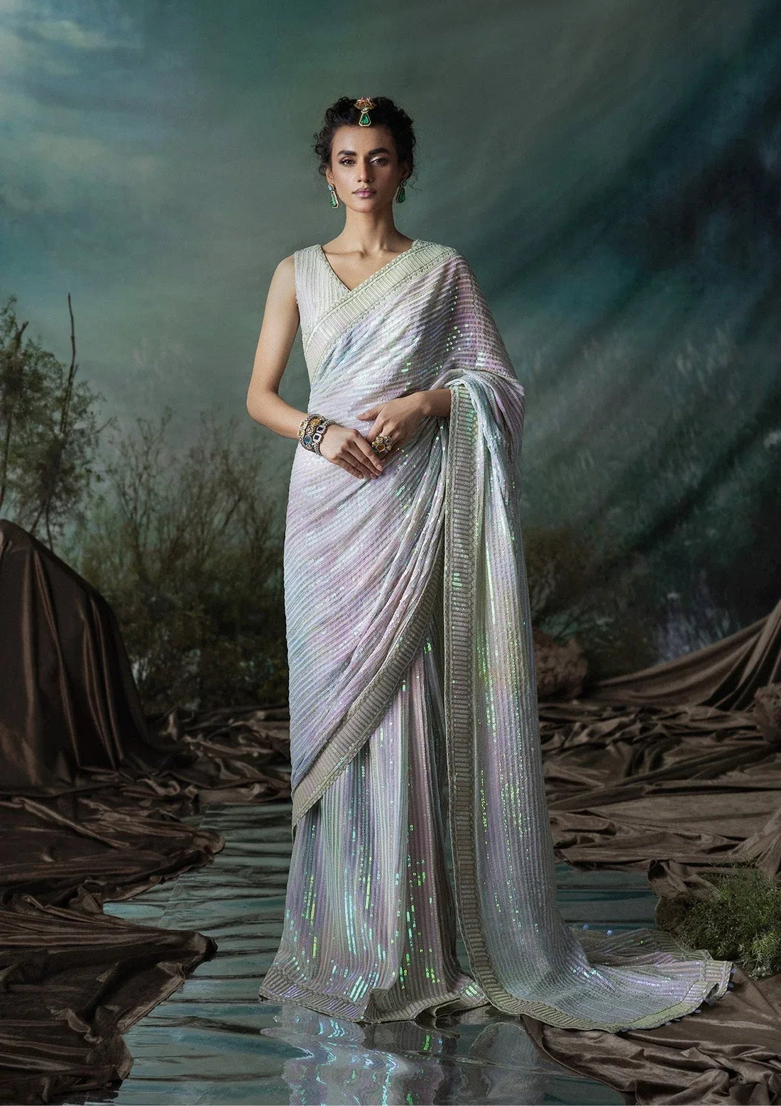 Aik Atelier | Sari Edit 2024 | SARI EDIT '24 VOL. 1 - LOOK 01 - Aqsa Fabrics