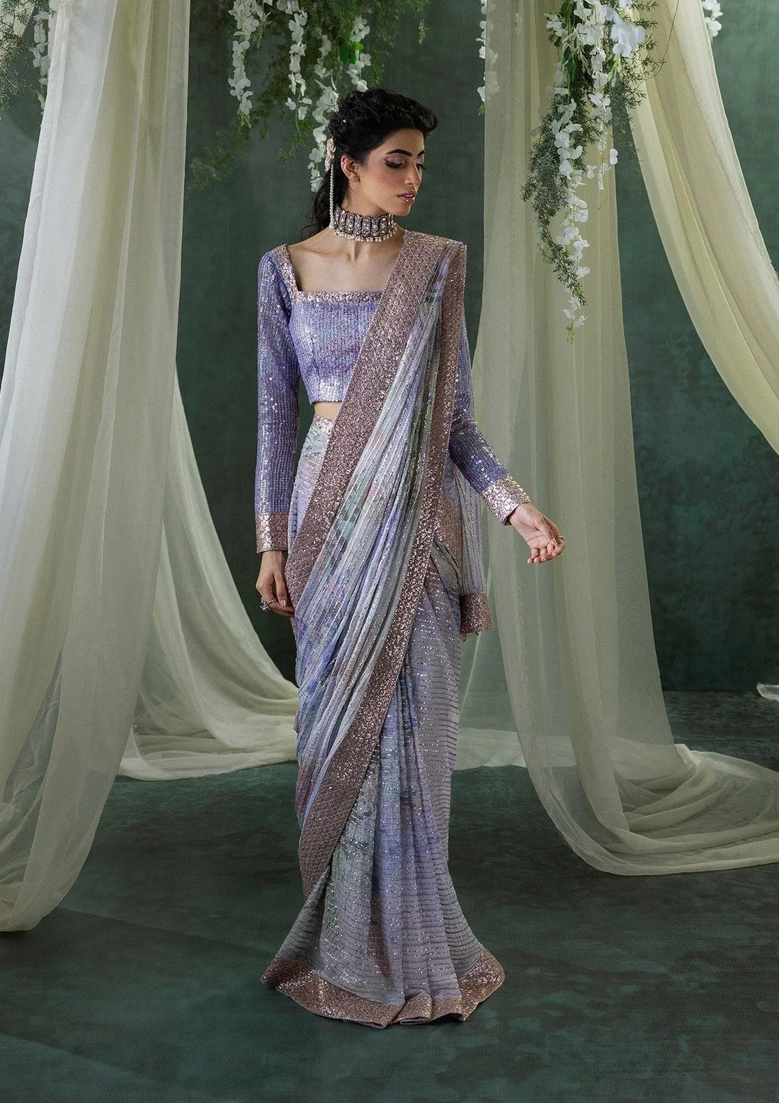 Aik Atelier | Sari Edit 2024 | SARI EDIT '24 VOL. 1 - LOOK 04 - Aqsa Fabrics