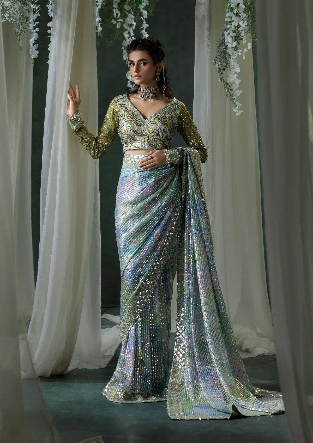 Aik Atelier | Sari Edit 2024 | SARI EDIT '24 VOL. 1 - LOOK 06 - Aqsa Fabrics