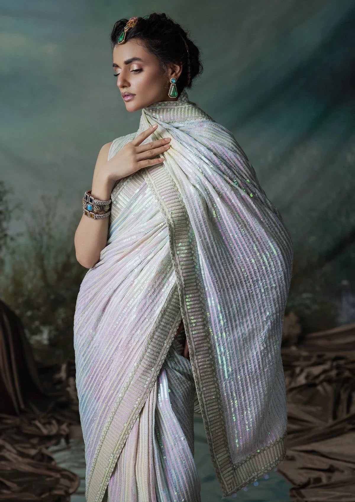 Aik Atelier | Sari Edit 2024 | SARI EDIT '24 VOL. 1 - LOOK 01 - Aqsa Fabrics