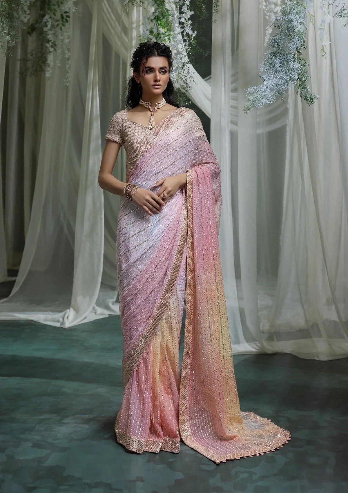 Aik Atelier | Sari Edit 2024 | SARI EDIT '24 VOL. 1 - LOOK 07 - Aqsa Fabrics