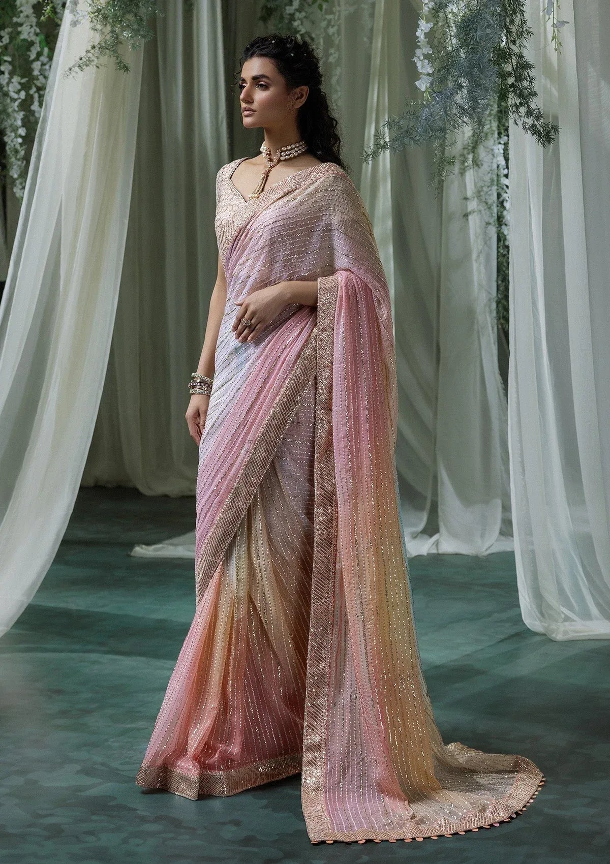 Aik Atelier | Sari Edit 2024 | SARI EDIT '24 VOL. 1 - LOOK 07 - Aqsa Fabrics