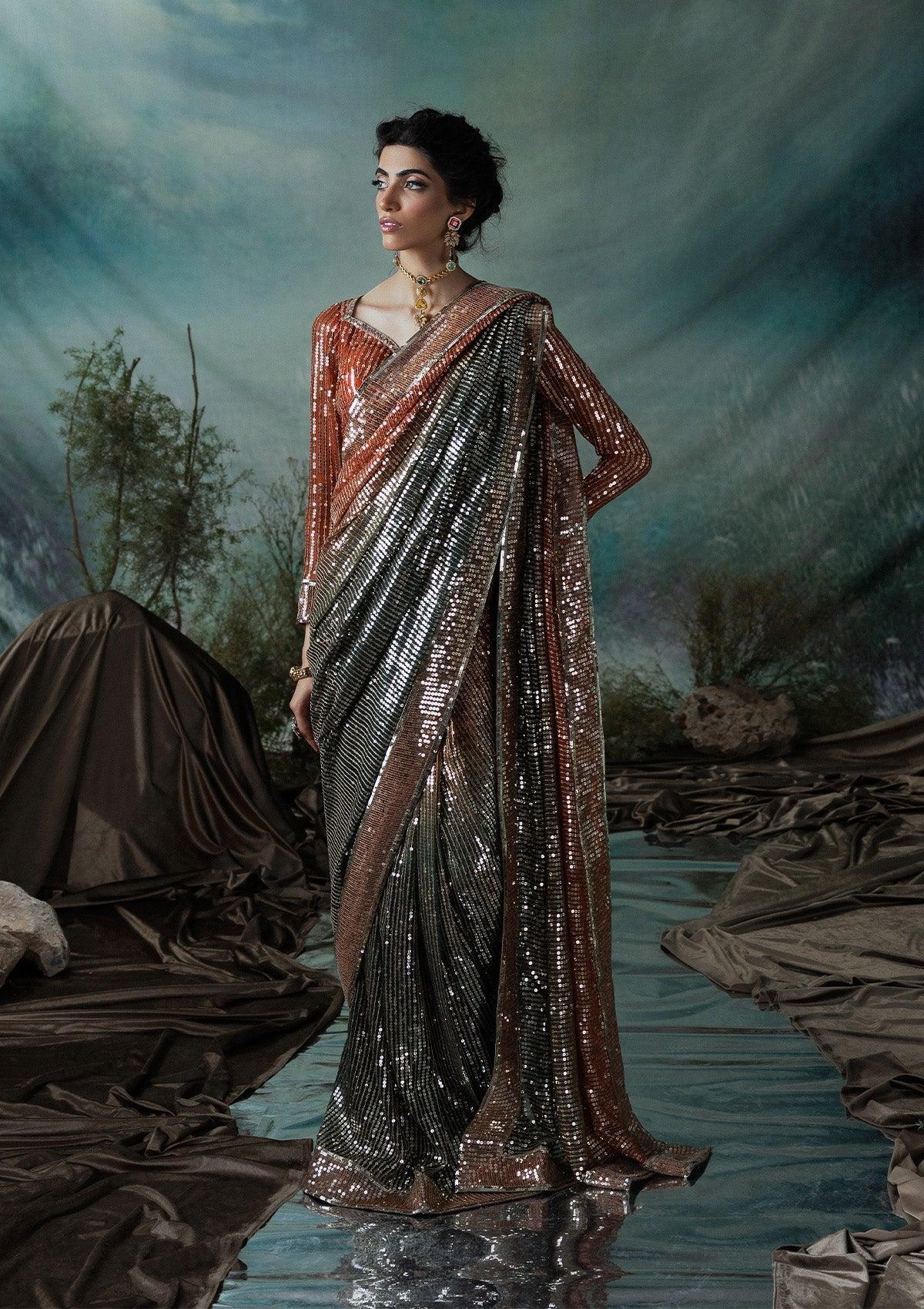 Aik Atelier | Sari Edit 2024 | SARI EDIT '24 VOL. 1 - LOOK 02 - Aqsa Fabrics