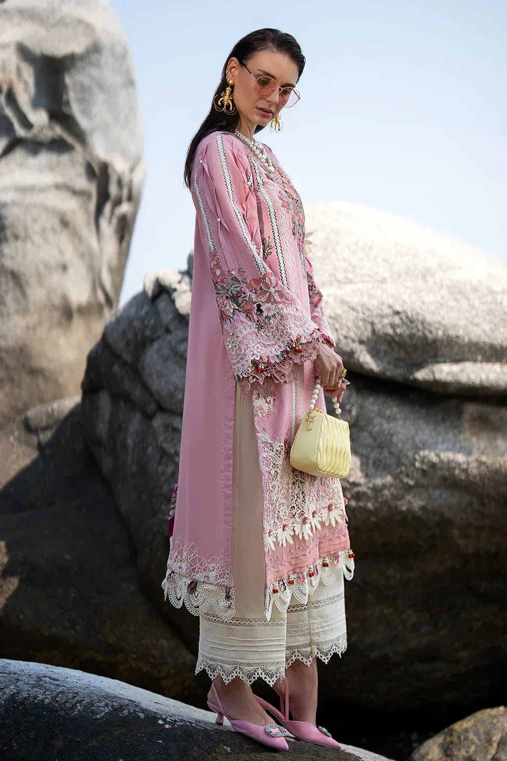 AJR Couture | Alif Signature Luxury Lawn 24 | Rosy - Aqsa Fabrics