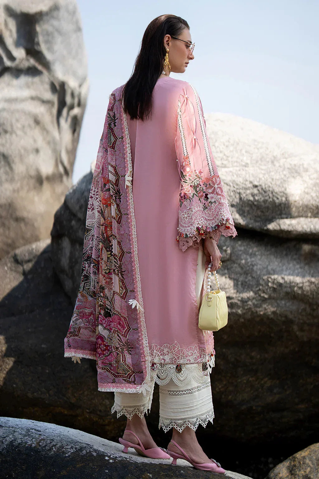 AJR Couture | Alif Signature Luxury Lawn 24 | Rosy - Aqsa Fabrics