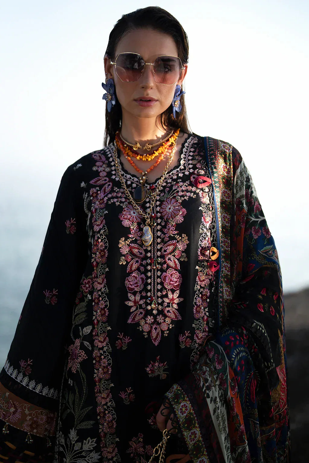 AJR Couture | Alif Signature Luxury Lawn 24 | Noir - Aqsa Fabrics