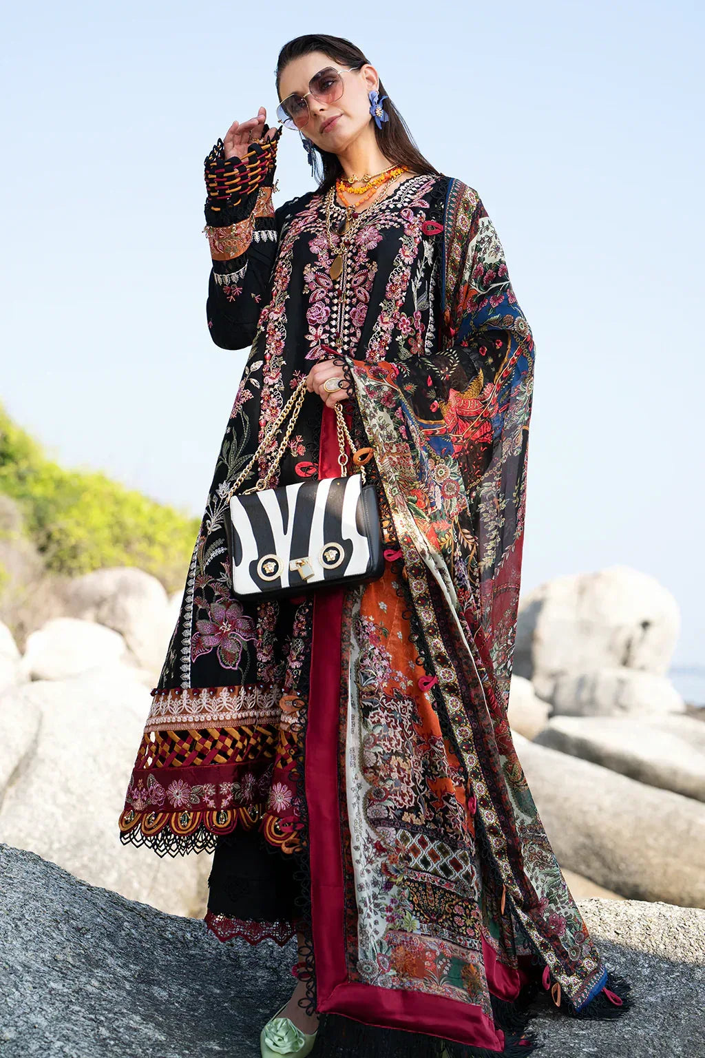 AJR Couture | Alif Signature Luxury Lawn 24 | Noir - Aqsa Fabrics
