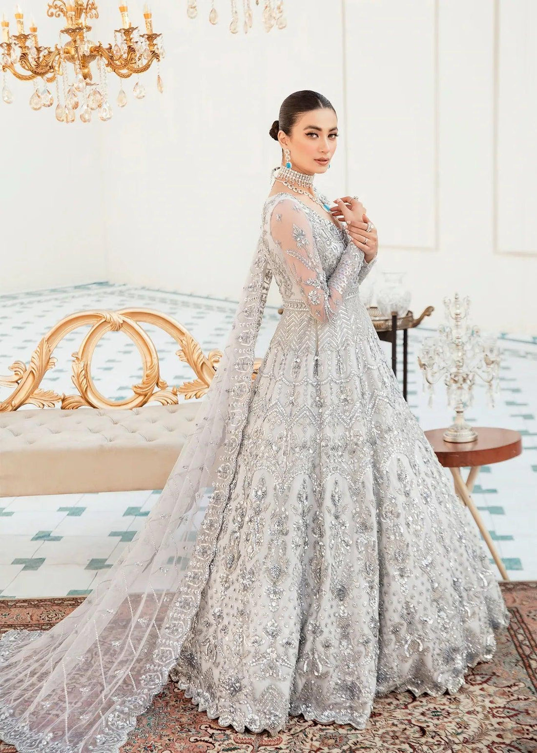 Akbar Aslam | Orphic Bridals | Slate - Aqsa Fabrics