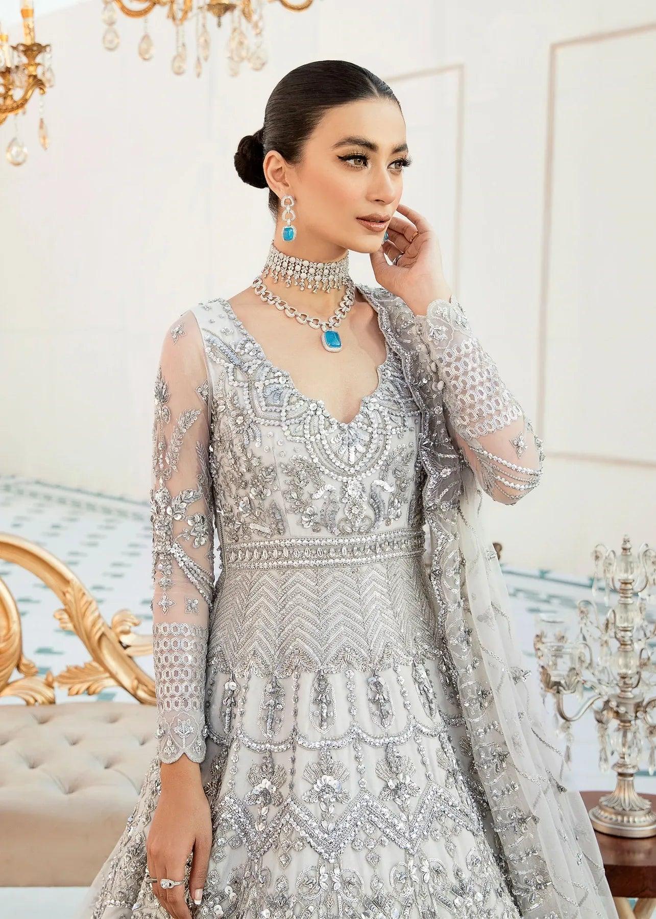 Akbar Aslam | Orphic Bridals | Slate - Aqsa Fabrics