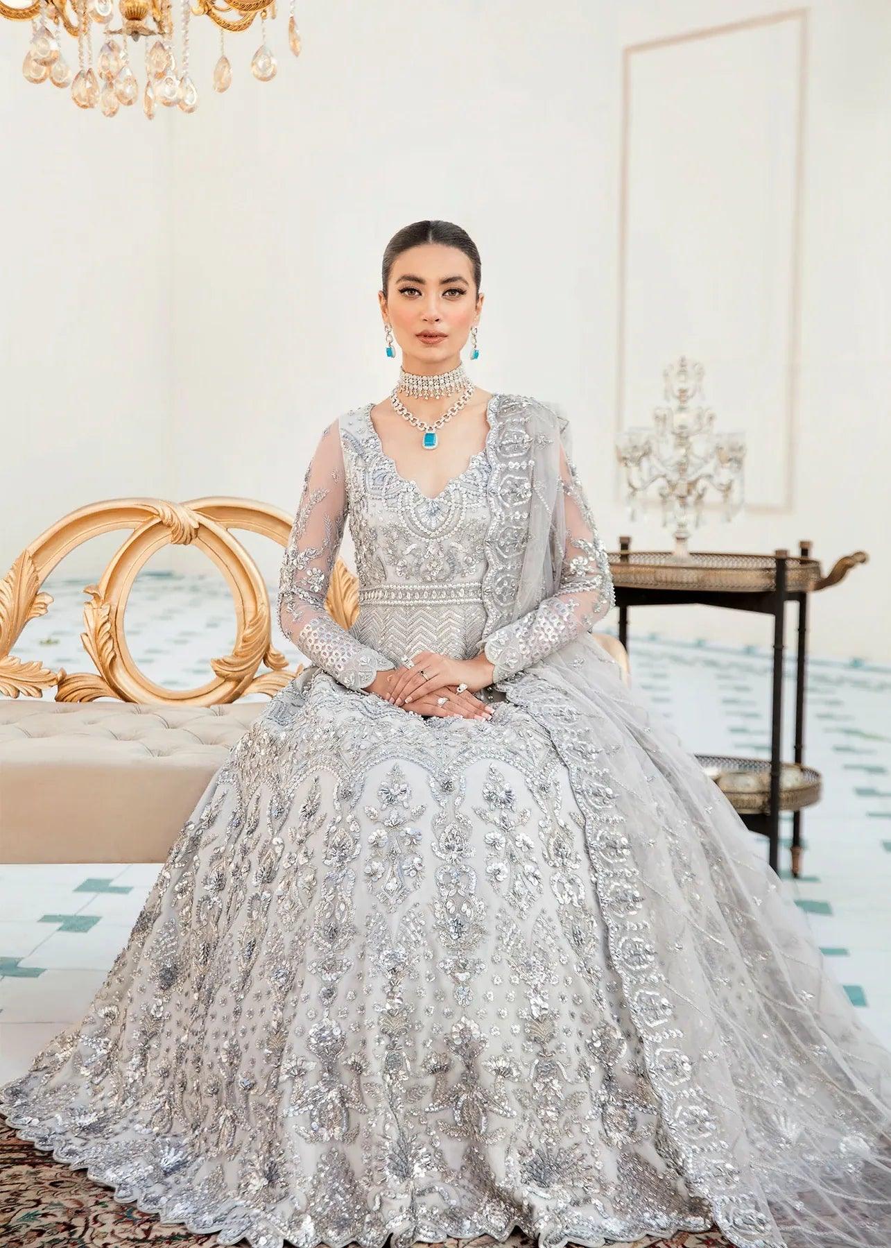 Akbar Aslam | Orphic Bridals | Slate - Aqsa Fabrics