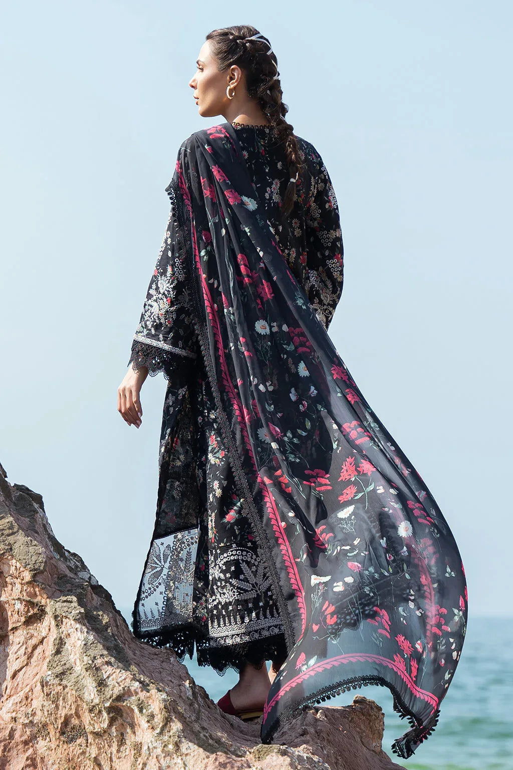 Afrozeh Summer Together Embroidered Lawn 3Pc Suit - Levana - Aqsa Fabrics