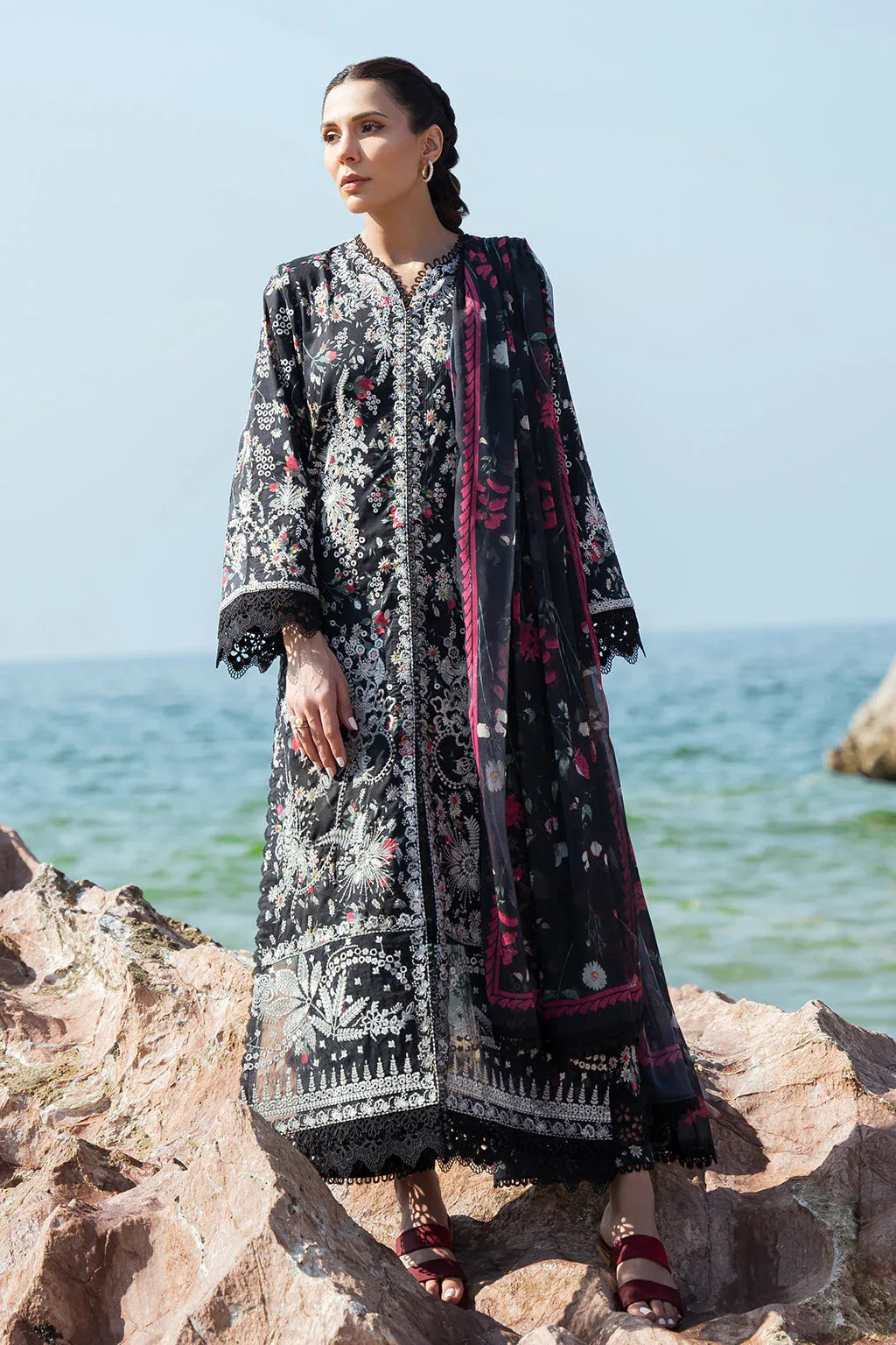 Afrozeh Summer Together Embroidered Lawn 3Pc Suit - Levana - Aqsa Fabrics