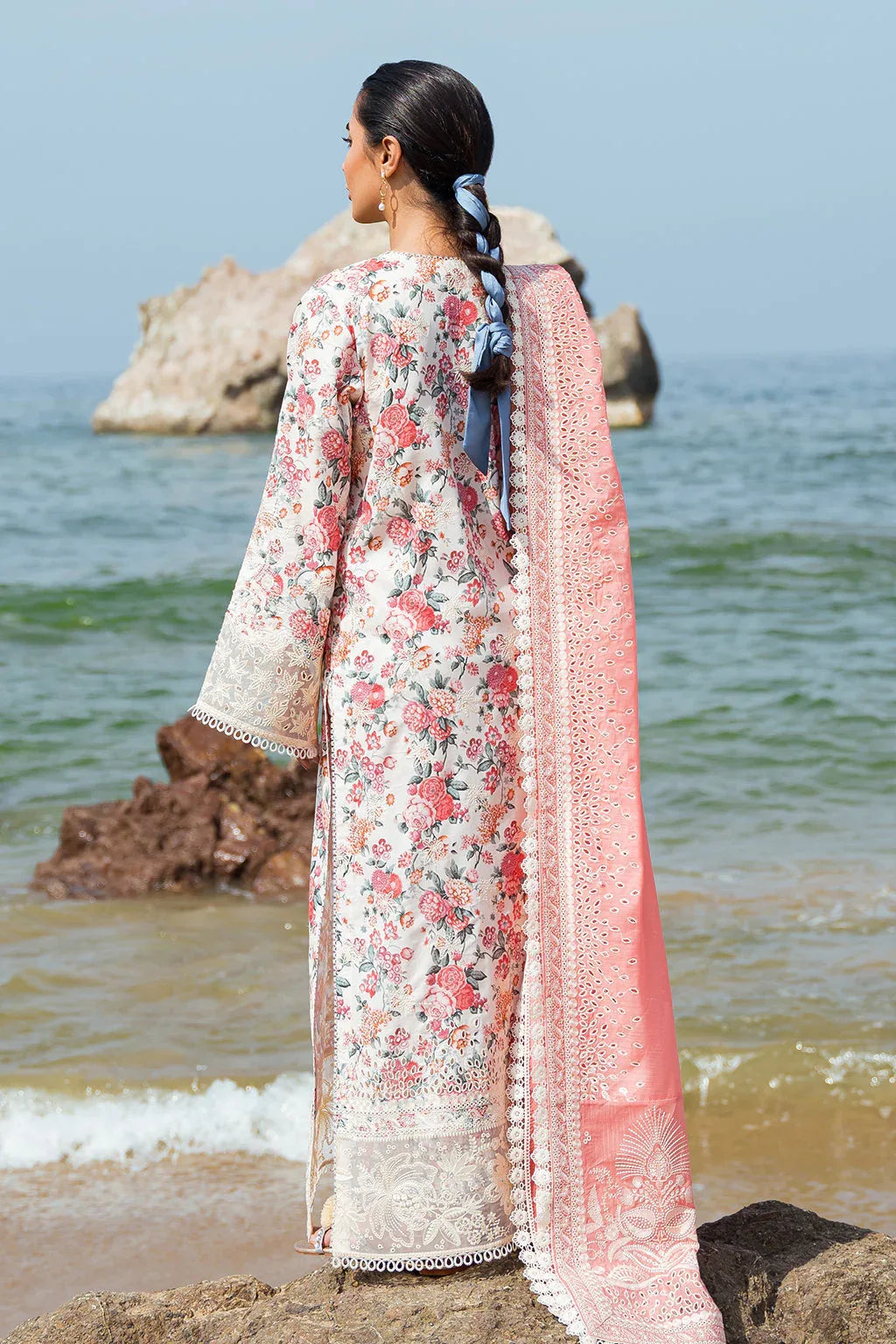 Afrozeh Summer Together Embroidered Lawn 3Pc Suit - Gardenia - Aqsa Fabrics