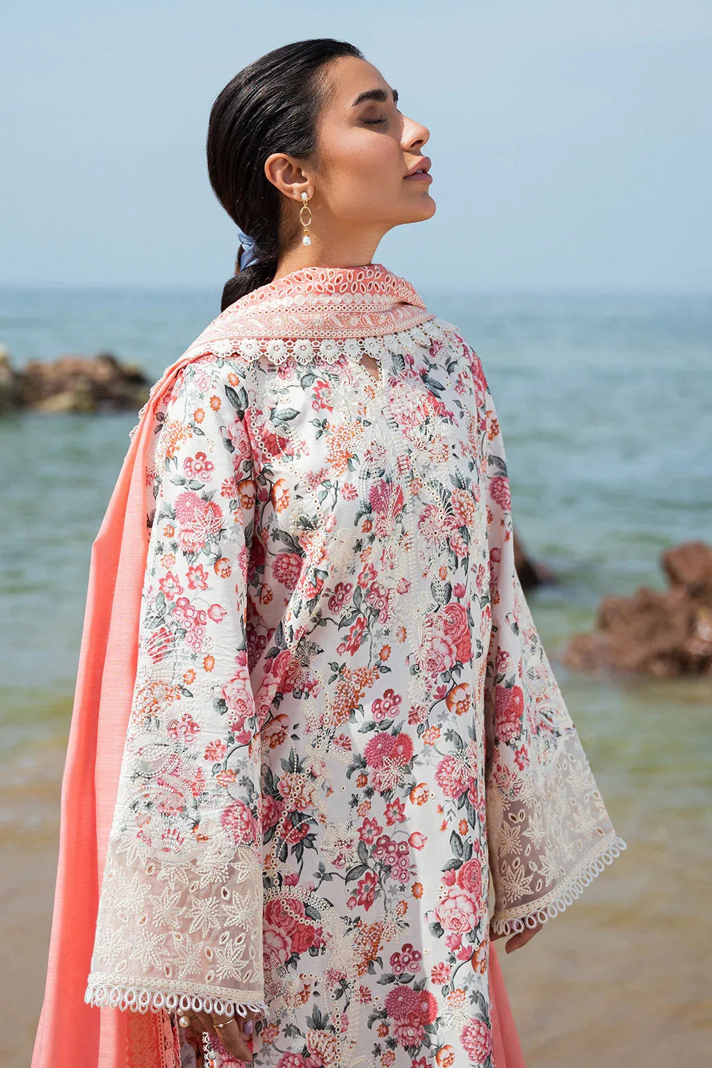 Afrozeh Summer Together Embroidered Lawn 3Pc Suit - Gardenia - Aqsa Fabrics