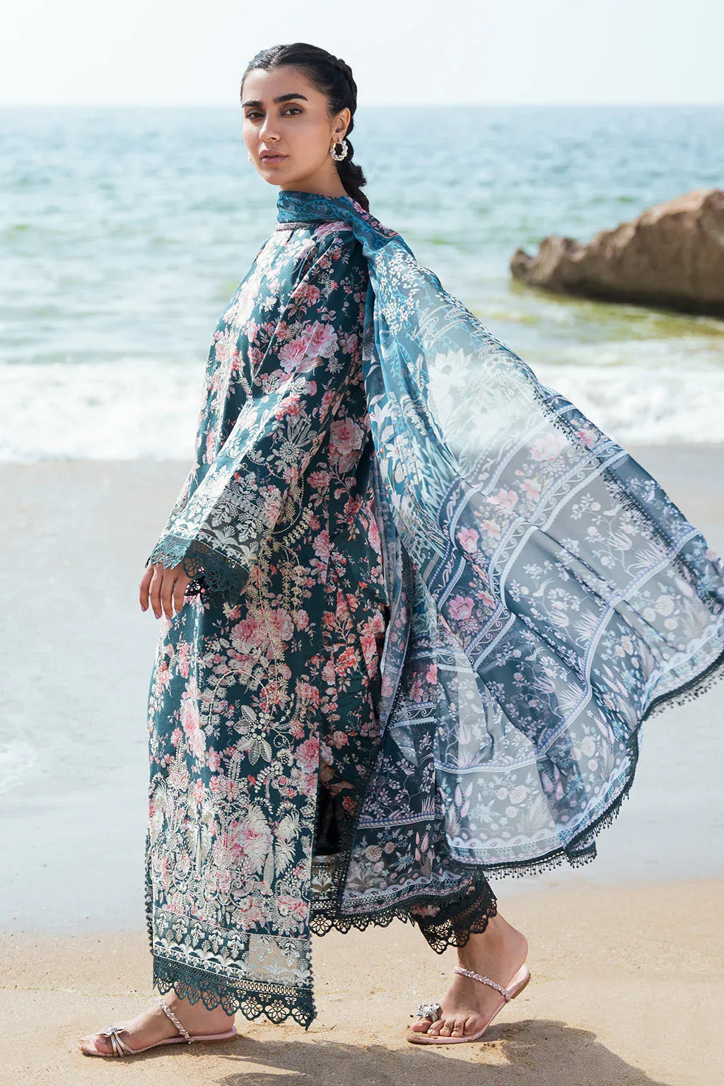Afrozeh Summer Together Embroidered Lawn 3Pc Suit - Clover - Aqsa Fabrics