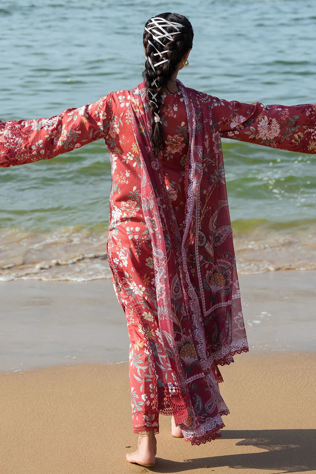 Afrozeh Summer Together Embroidered Lawn 3Pc Suit - Scarley - Aqsa Fabrics