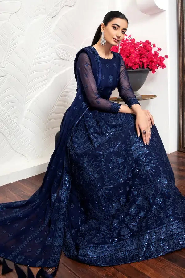 Alizeh | Formals Collection | Glace Blue - Aqsa Fabrics