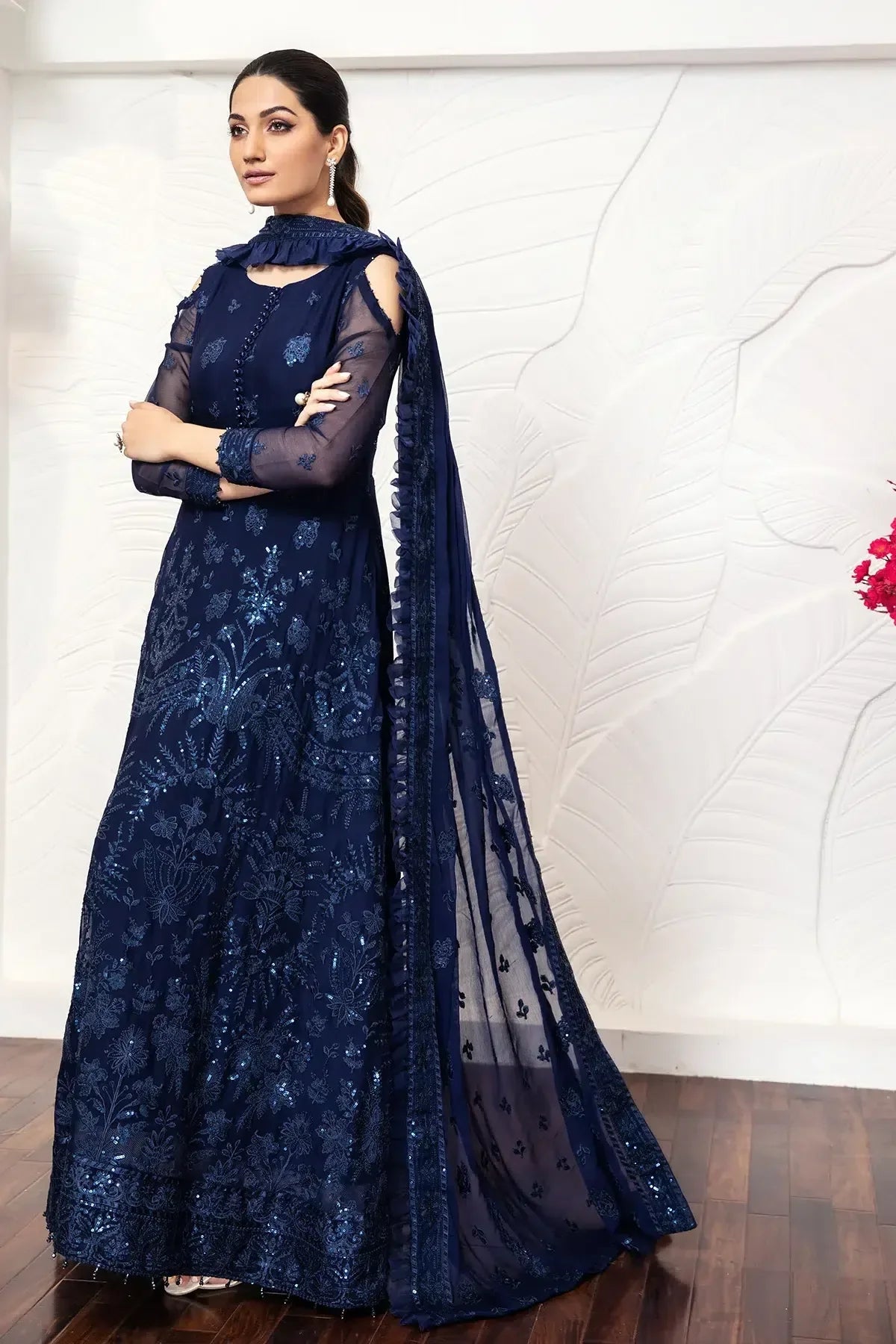 Alizeh | Formals Collection | Glace Blue - Aqsa Fabrics