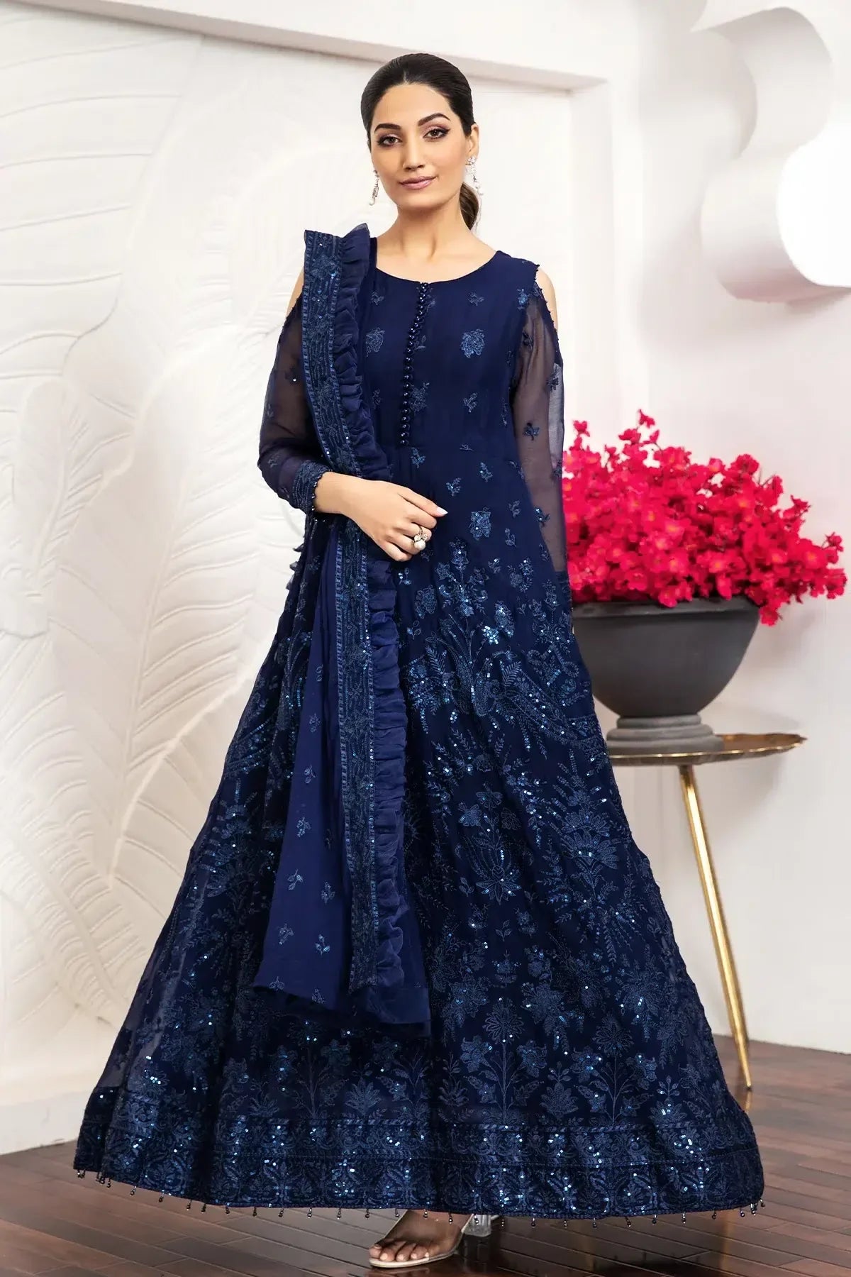 Alizeh | Formals Collection | Glace Blue - Aqsa Fabrics