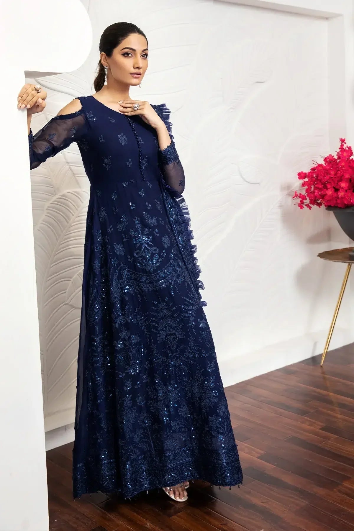 Alizeh | Formals Collection | Glace Blue - Aqsa Fabrics