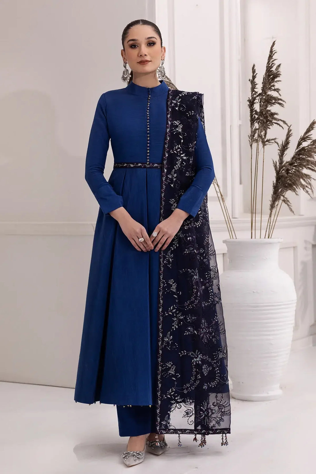 Alizeh | Formals Collection | Royal Blue Dress 3 piece - RTW1002 - Aqsa Fabrics