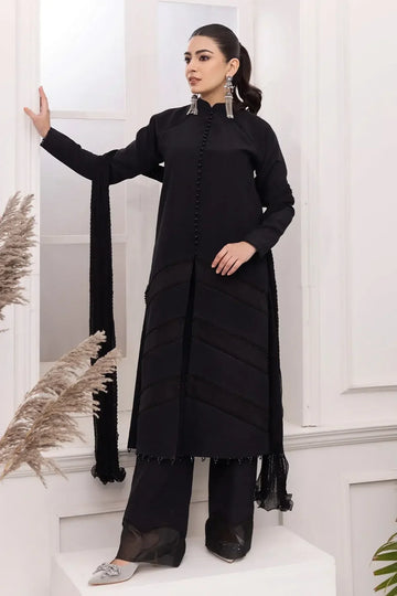 Alizeh | Formals Collection | Black Dress 3 piece - RTW1004 - Aqsa Fabrics