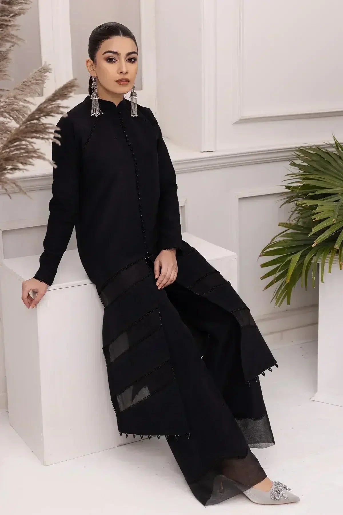 Alizeh | Formals Collection | Black Dress 3 piece - RTW1004 - Aqsa Fabrics