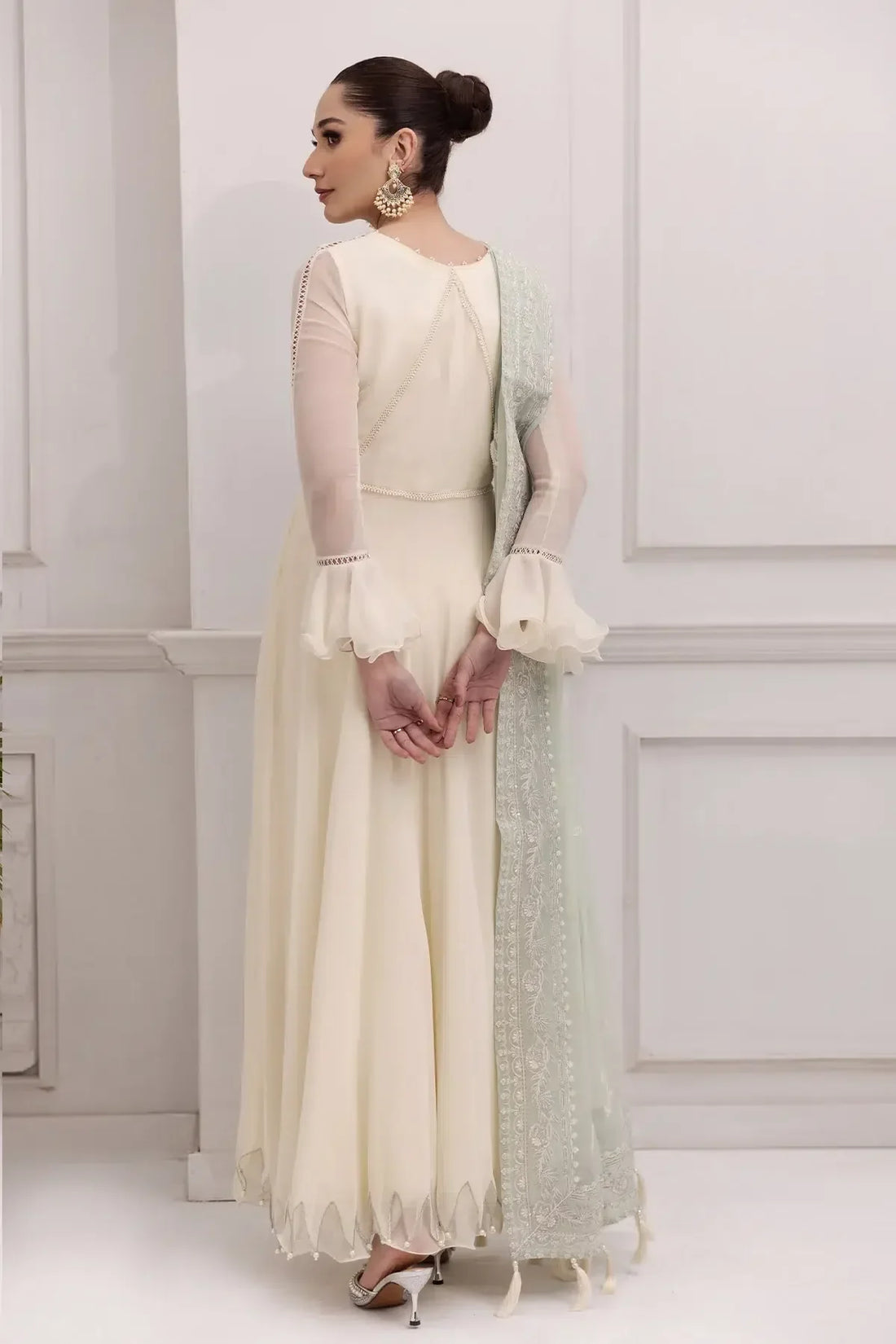 Alizeh | Formals Collection | Off White Dress 3 piece - RTW1007 - Aqsa Fabrics