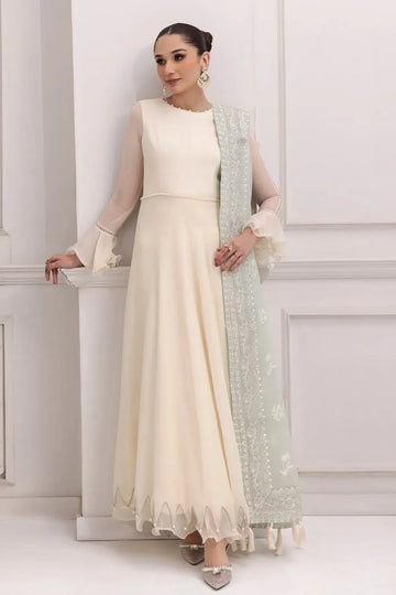 Alizeh | Formals Collection | Off White Dress 3 piece - RTW1007 - Aqsa Fabrics