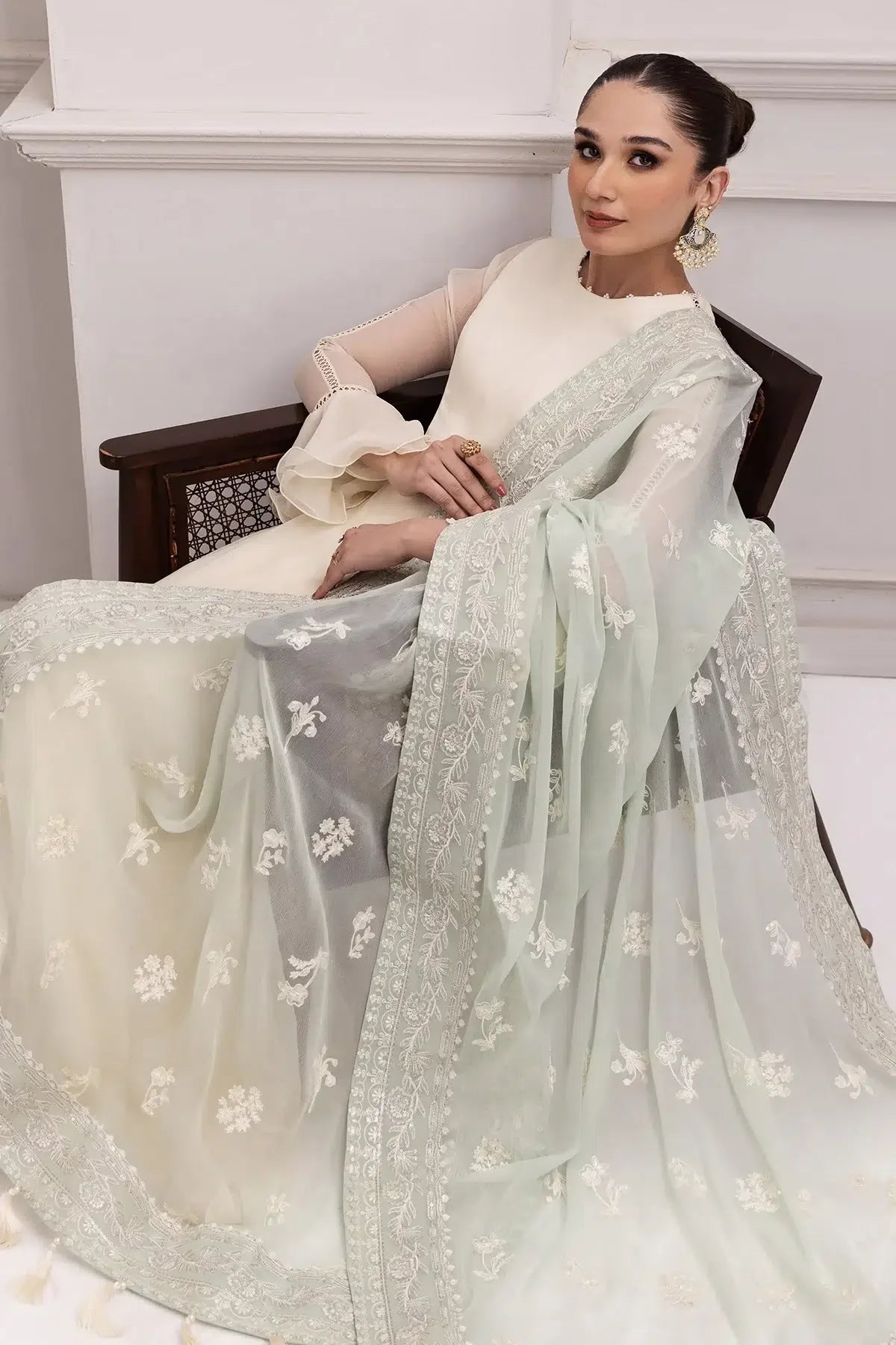 Alizeh | Formals Collection | Off White Dress 3 piece - RTW1007 - Aqsa Fabrics