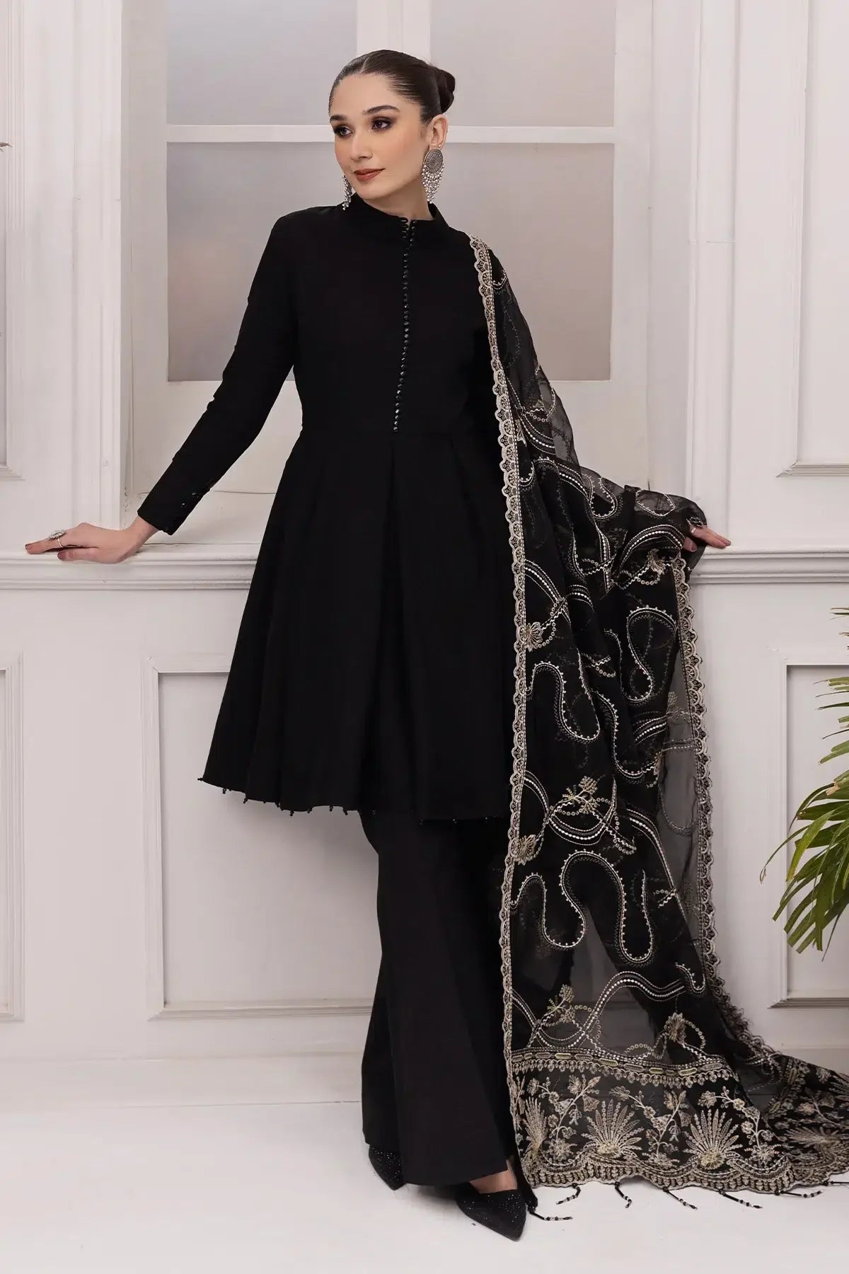 Alizeh | Formals Collection | Black Dress 3 piece - RTW1008 - Aqsa Fabrics