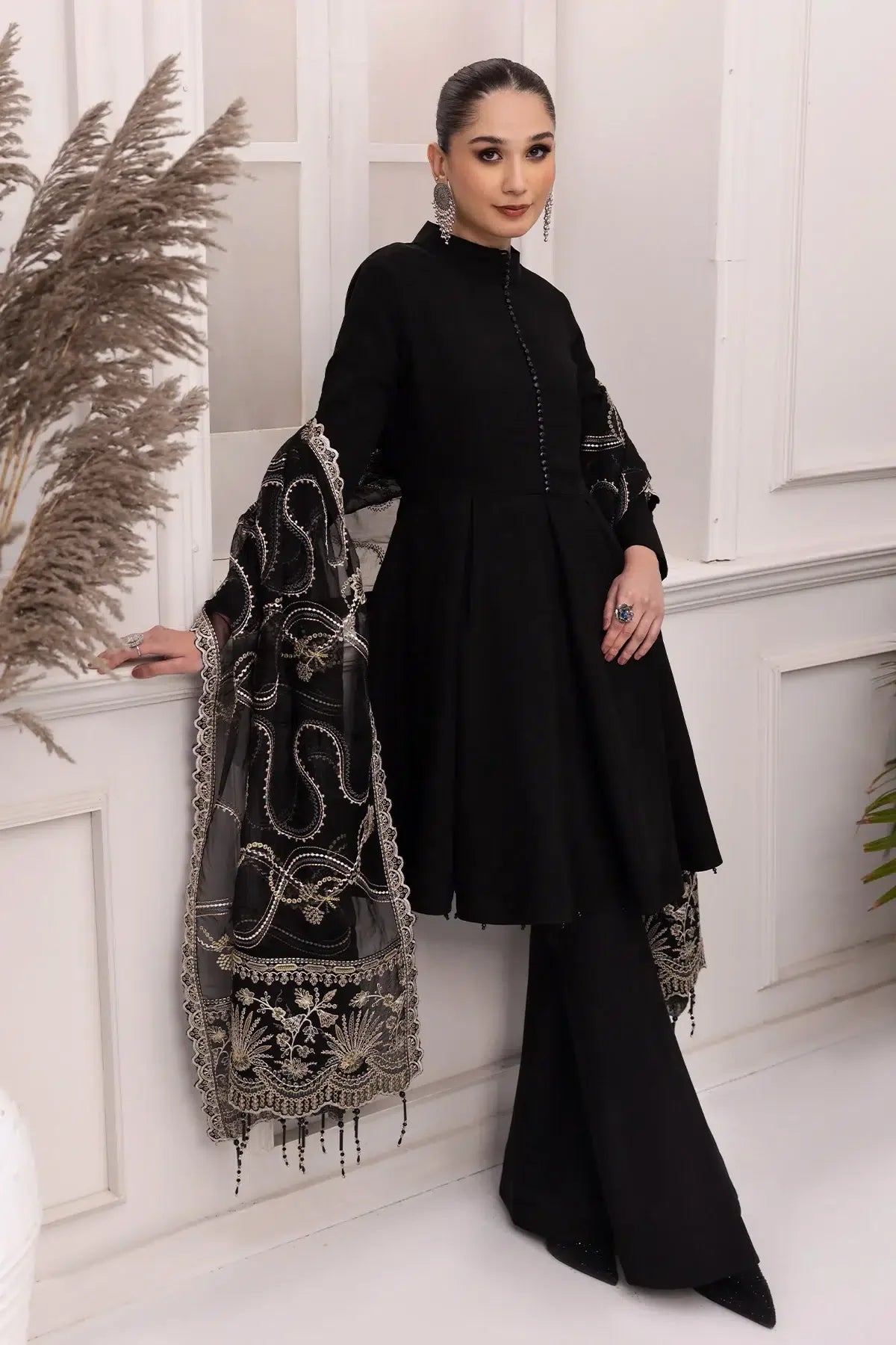 Alizeh | Formals Collection | Black Dress 3 piece - RTW1008 - Aqsa Fabrics