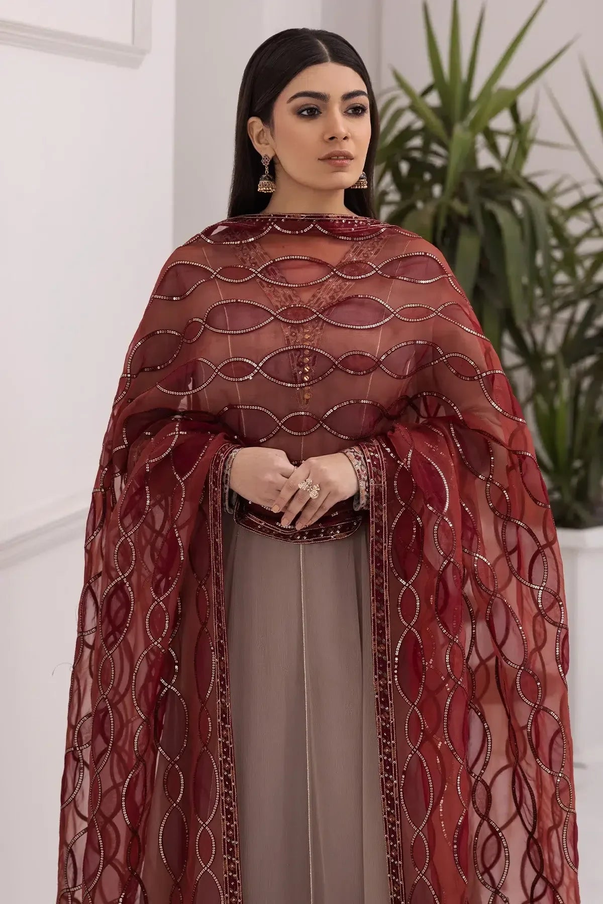 Alizeh | Formals Collection | Beige Dress 3 piece - RTW1010 - Aqsa Fabrics