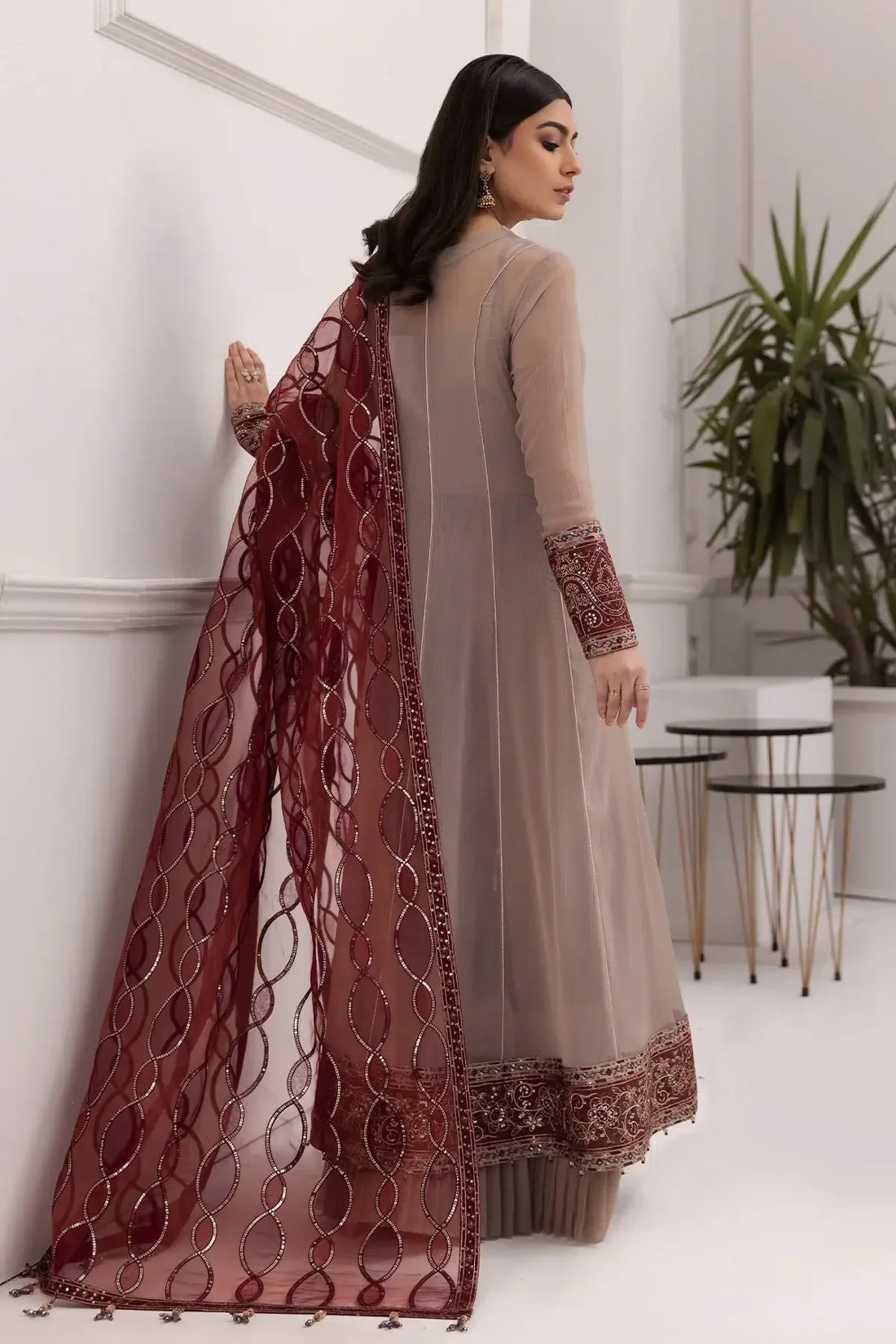 Alizeh | Formals Collection | Beige Dress 3 piece - RTW1010 - Aqsa Fabrics