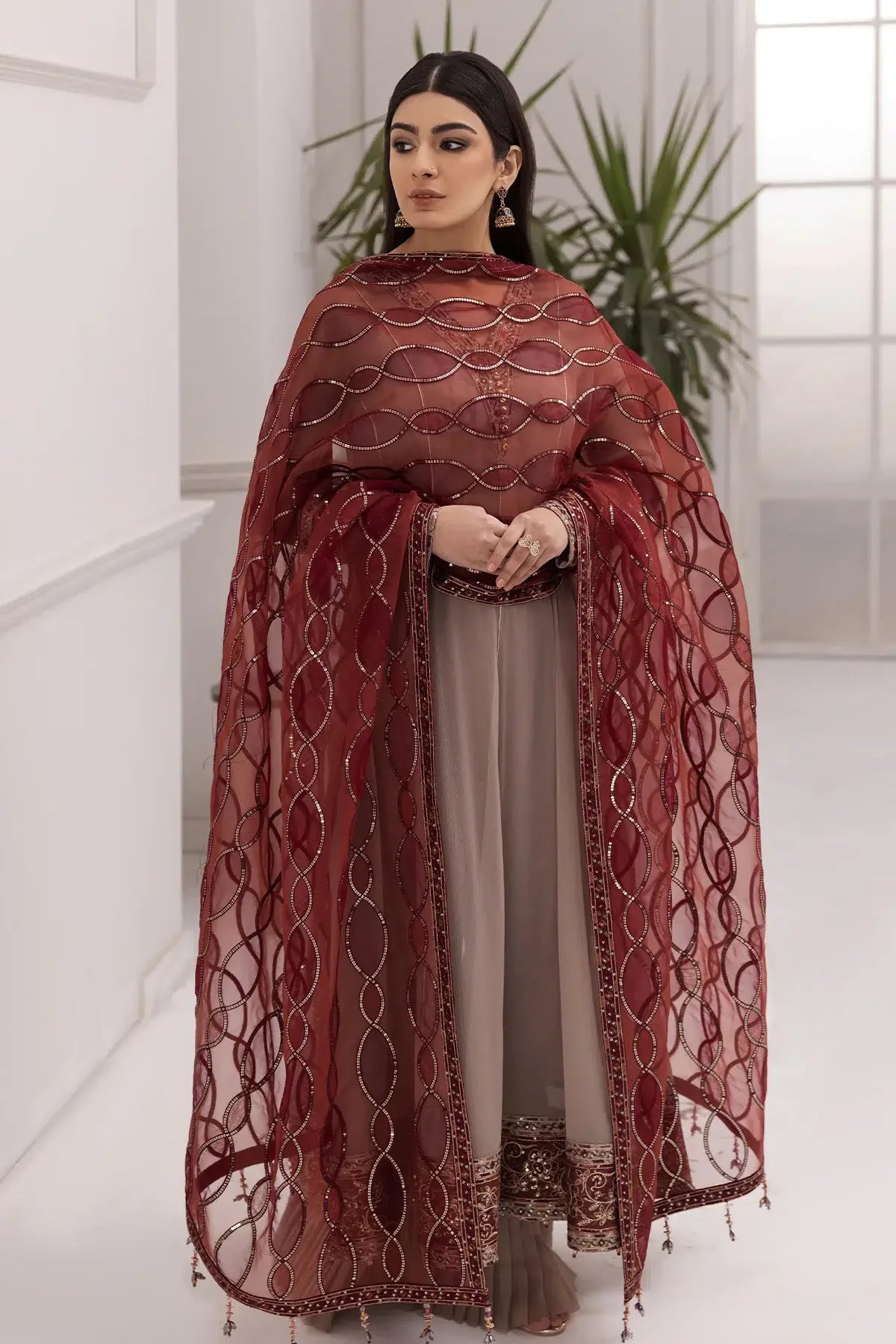Alizeh | Formals Collection | Beige Dress 3 piece - RTW1010 - Aqsa Fabrics