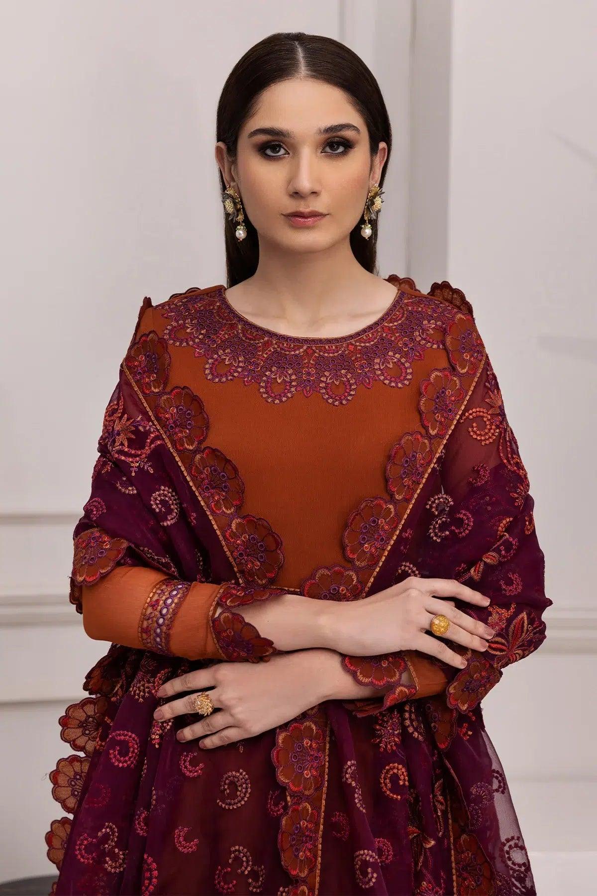 Alizeh | Formals Collection | Rust Dress 3 piece - RTW1011 - Aqsa Fabrics