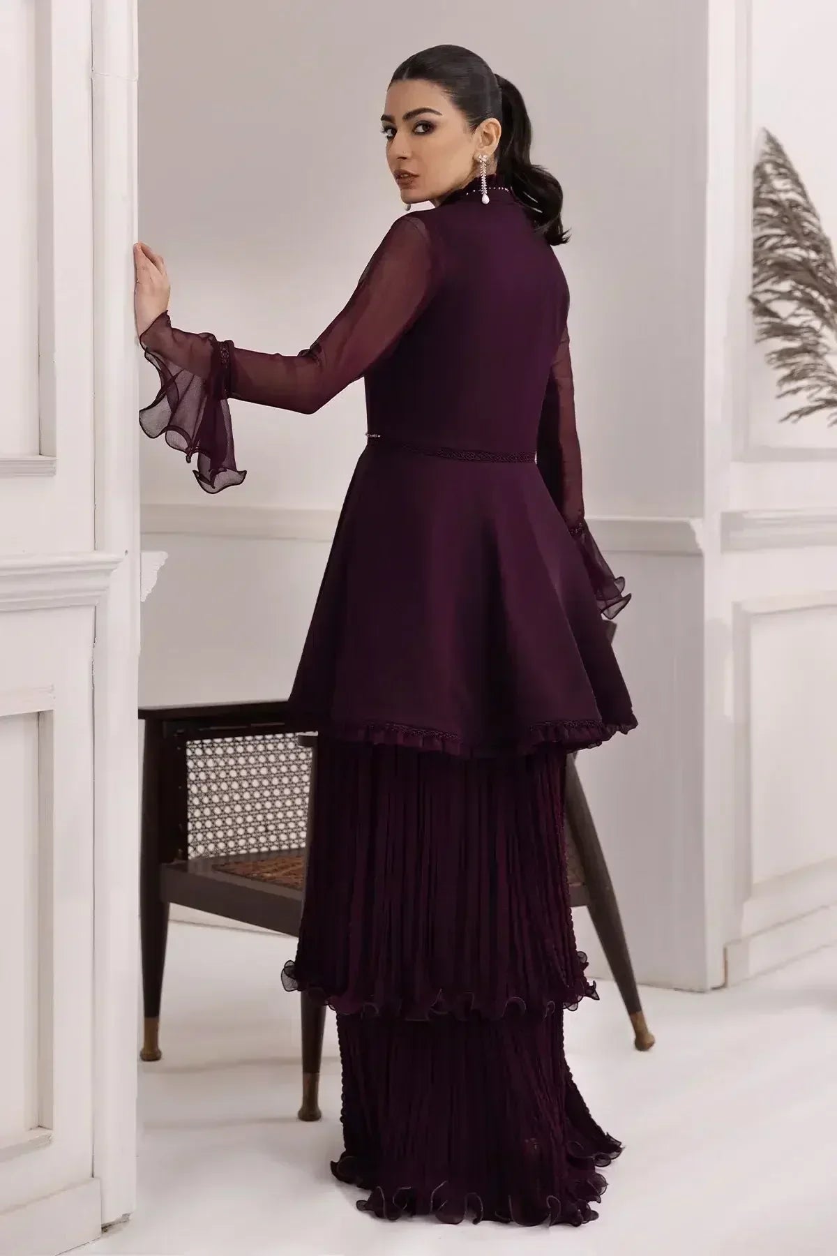 Alizeh | Formals Collection | Purple Frock 2 piece - RTW1001 - Aqsa Fabrics