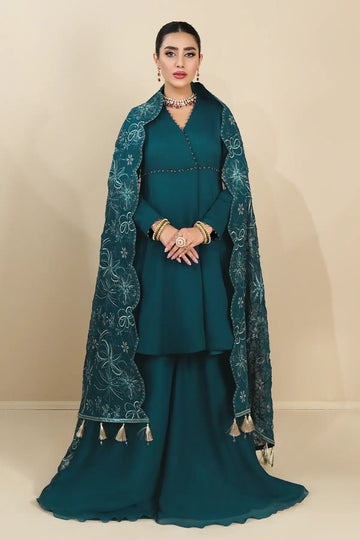 Alizeh | Formals Collection | Sea Green Peplum 3 piece - RTW1015 - Aqsa Fabrics