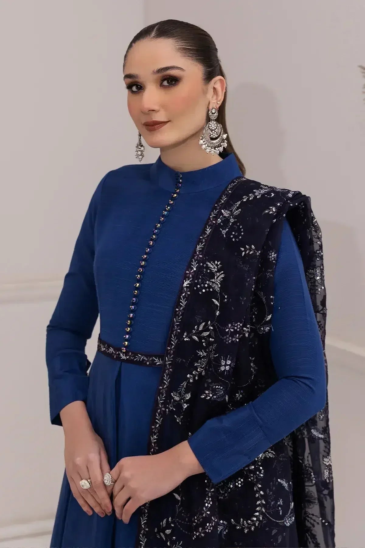 Alizeh | Formals Collection | Royal Blue Dress 3 piece - RTW1002 - Aqsa Fabrics