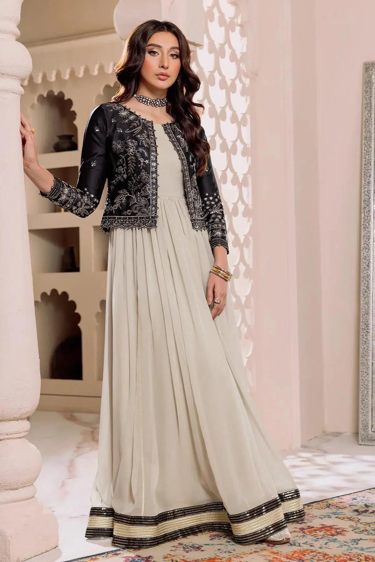 Alizeh | Formals Collection | Offwhite Black 4 piece - RTW1016 - Aqsa Fabrics