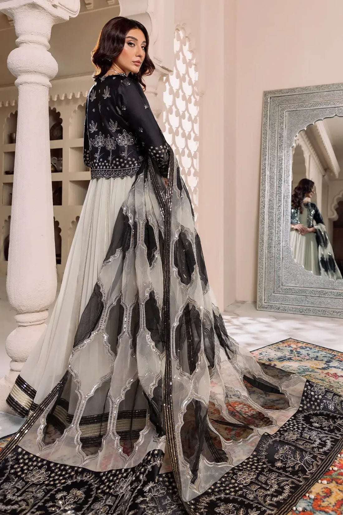 Alizeh | Formals Collection | Offwhite Black 4 piece - RTW1016 - Aqsa Fabrics