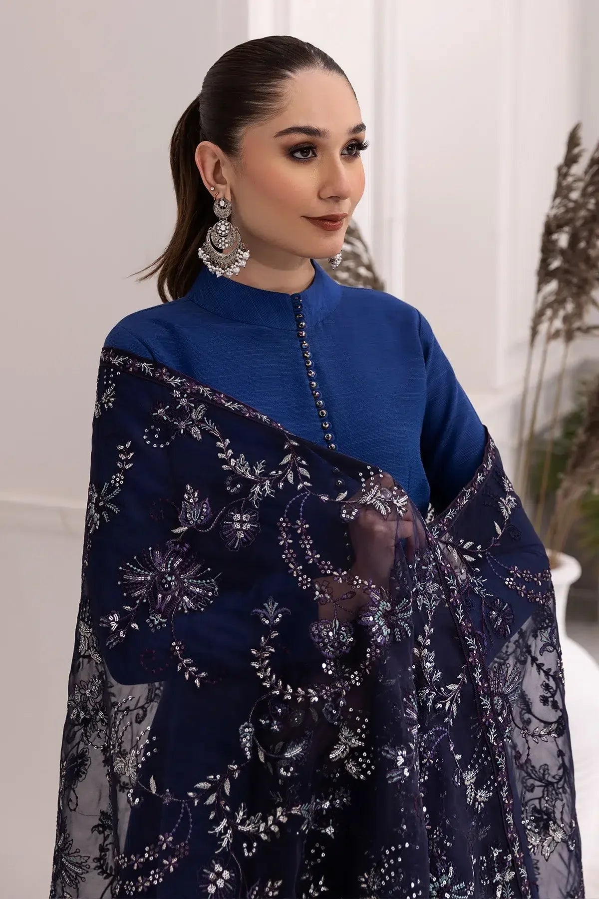 Alizeh | Formals Collection | Royal Blue Dress 3 piece - RTW1002 - Aqsa Fabrics