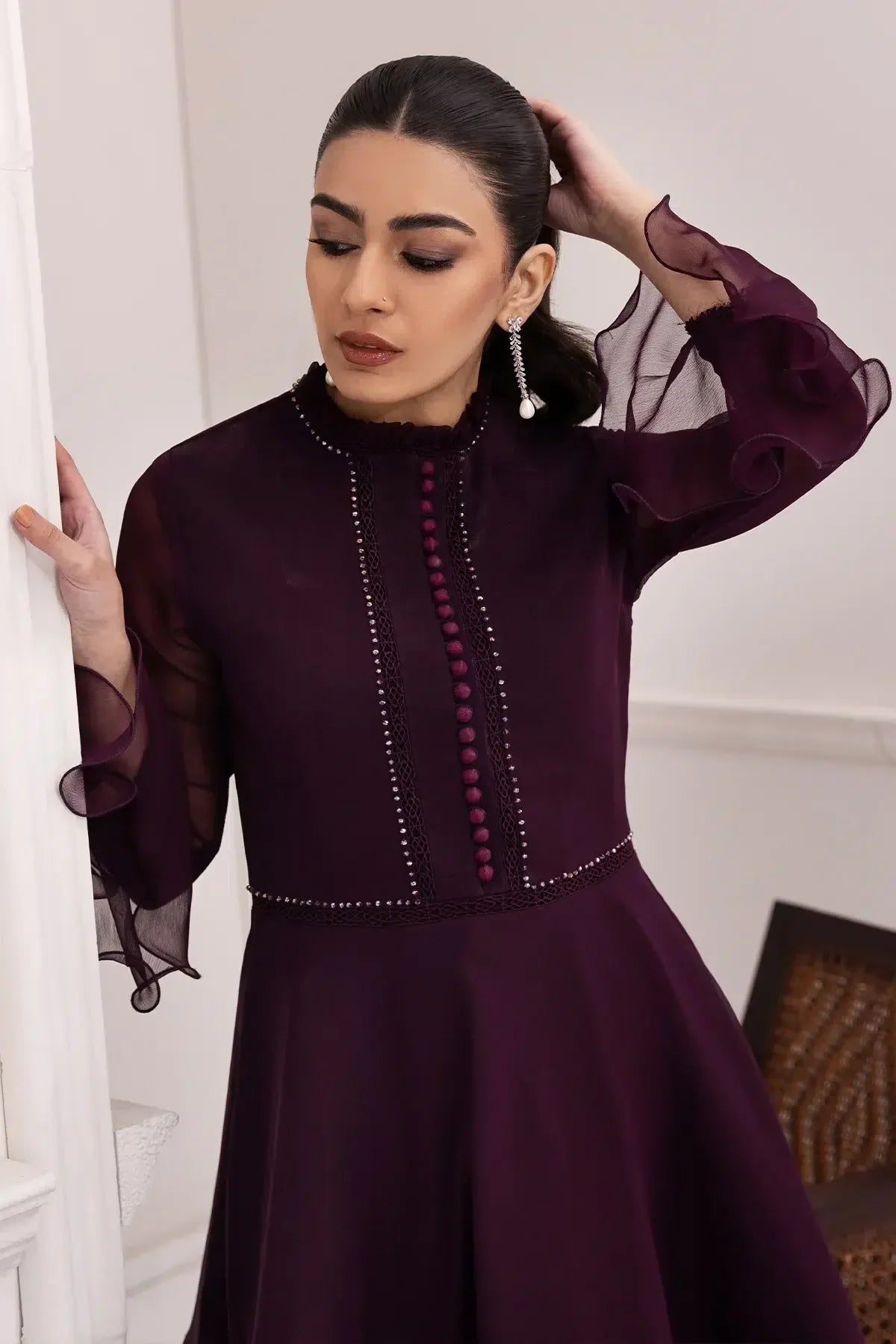 Alizeh | Formals Collection | Purple Frock 2 piece - RTW1001 - Aqsa Fabrics
