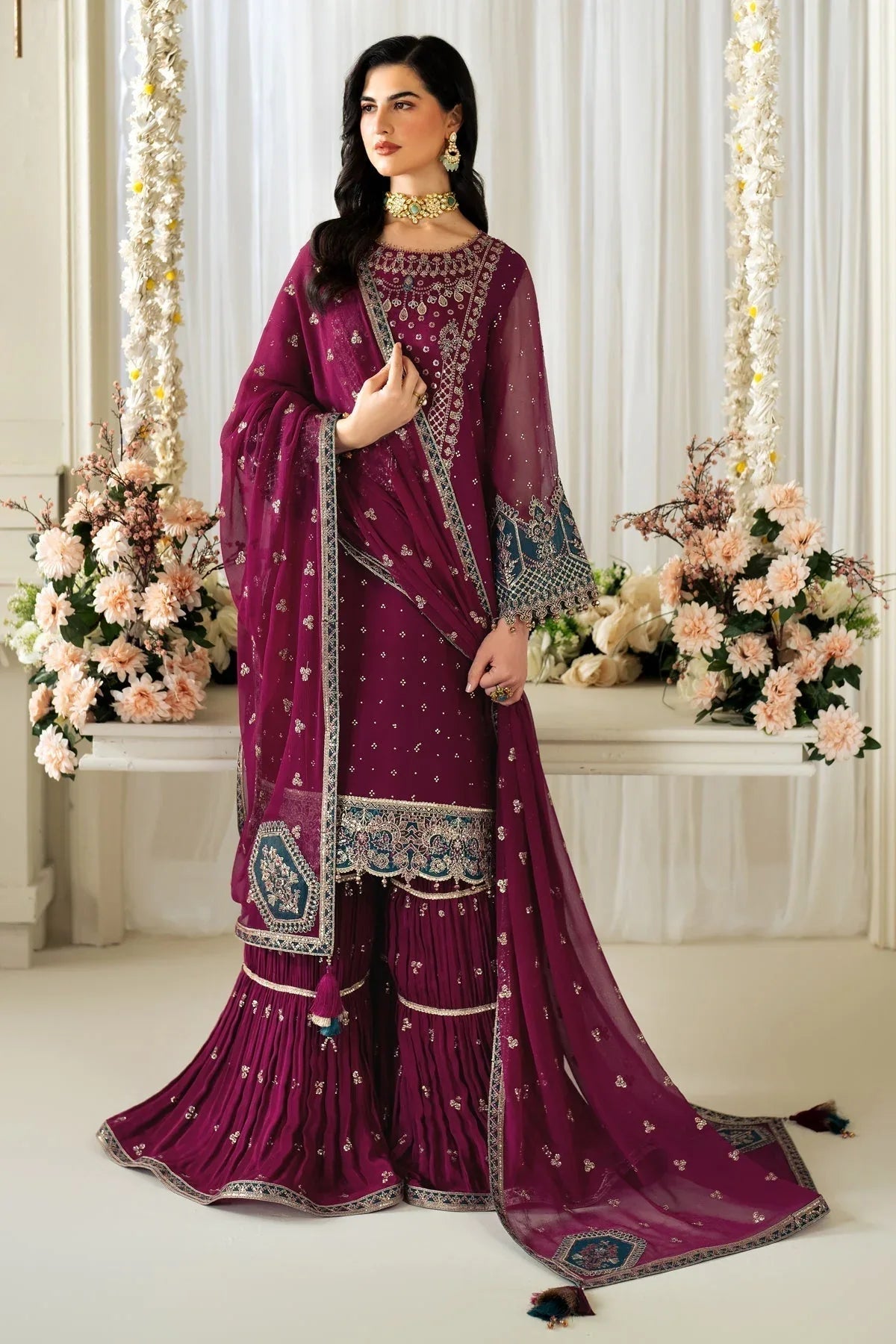 Alizeh | Selene Luxury Chiffon Collection 25 | AF-PS-8001-Rosie - Aqsa Fabrics